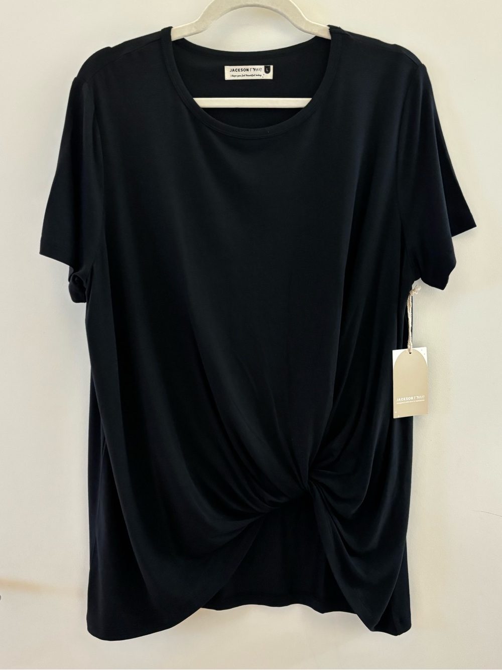 Jackson Rowe Knotty Tee Black Modal Twist Front L